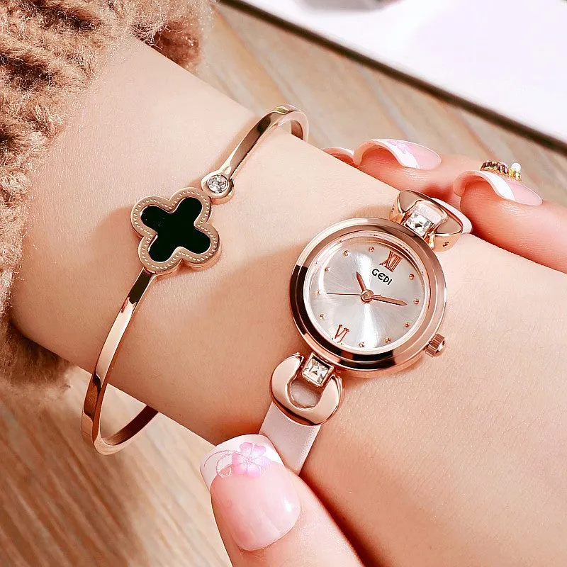 Small Leather Strap Bracelet Women's Watch
