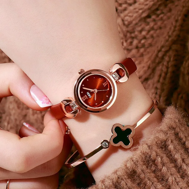 Small Leather Strap Bracelet Women's Watch