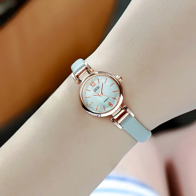 Small Leisure Leather Strap Women's Watch