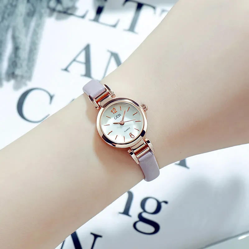 Small Leisure Leather Strap Women's Watch