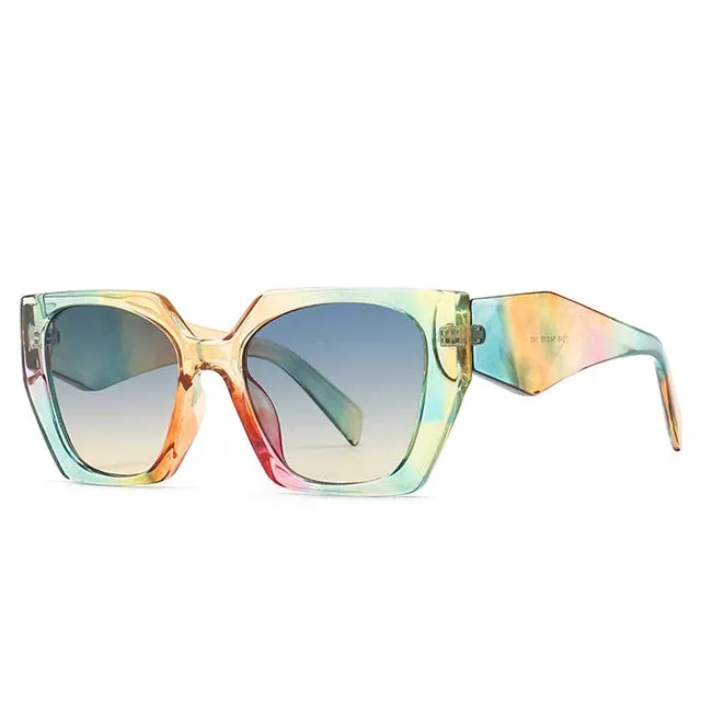 SO&EI Retro Polygon Cat Eye Colorful Sunglasses