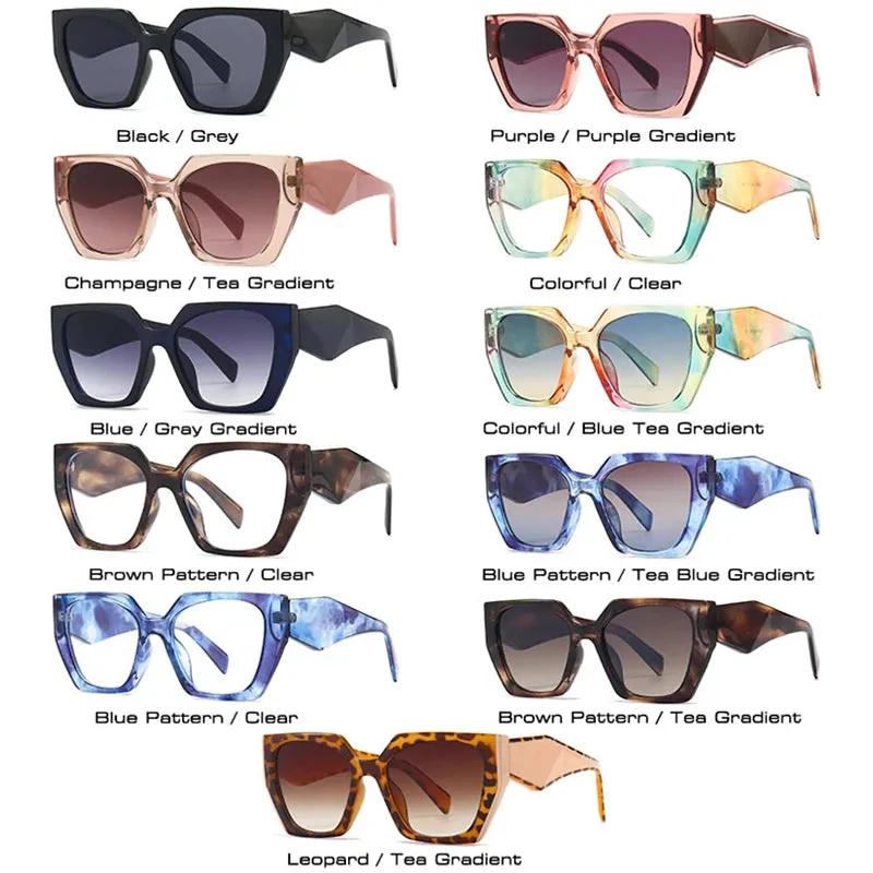 SO&EI Retro Polygon Cat Eye Colorful Sunglasses