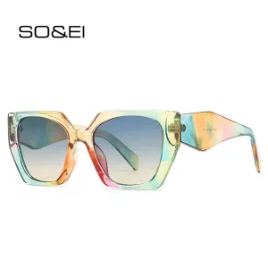SO&EI Retro Polygon Cat Eye Colorful Sunglasses