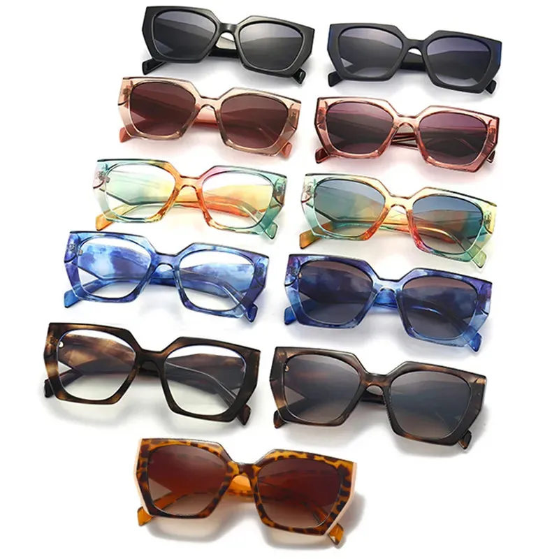SO&EI Retro Polygon Cat Eye Colorful Sunglasses