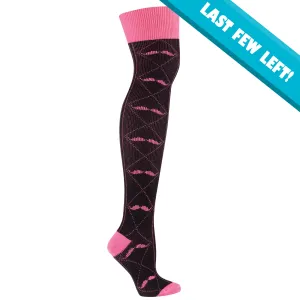 Sock It To Me Women's Over the Knee Socks - Pink Moustache