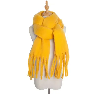Soft Fringe Scarf Wrap - Mustard