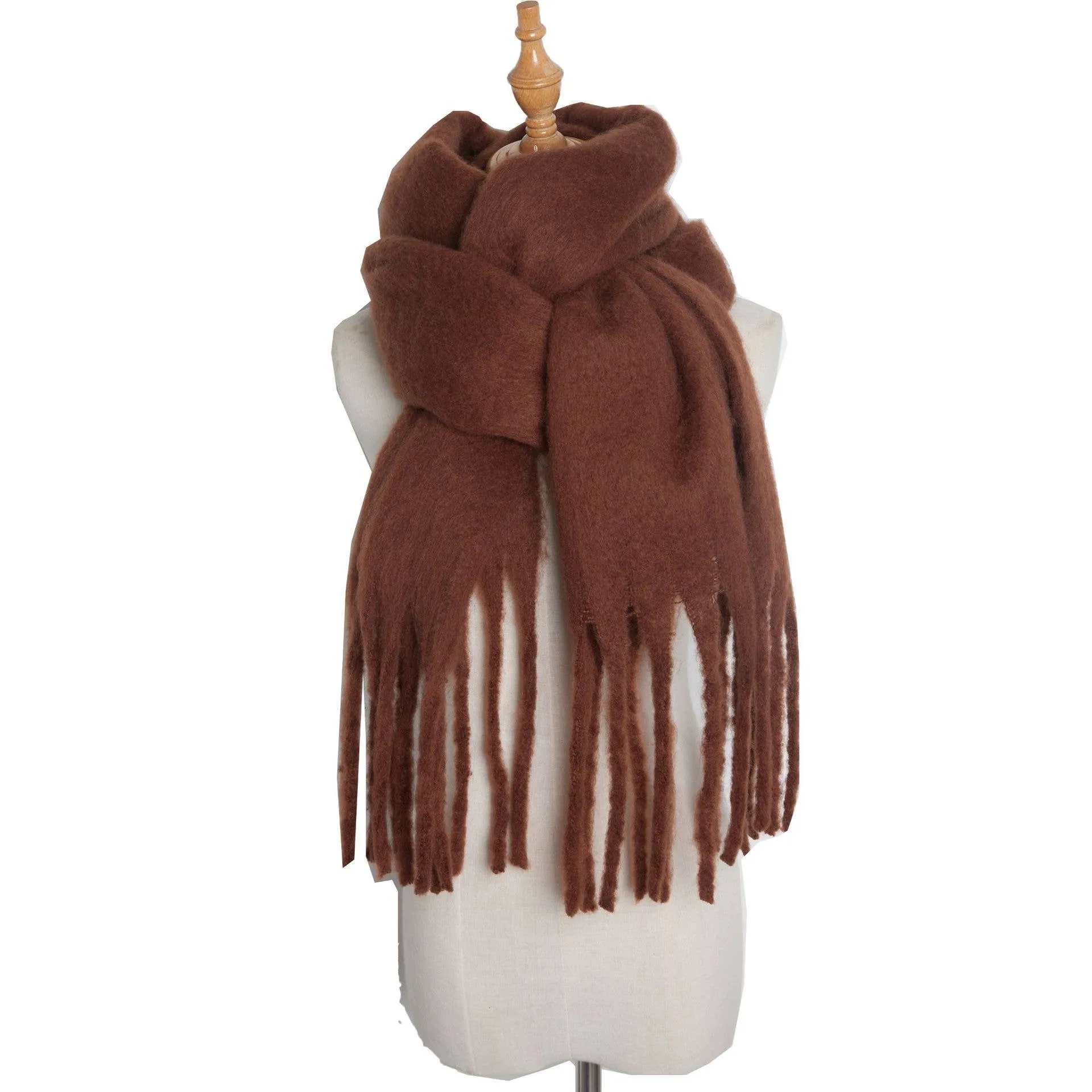 Soft Fringe Scarf Wrap - Mustard