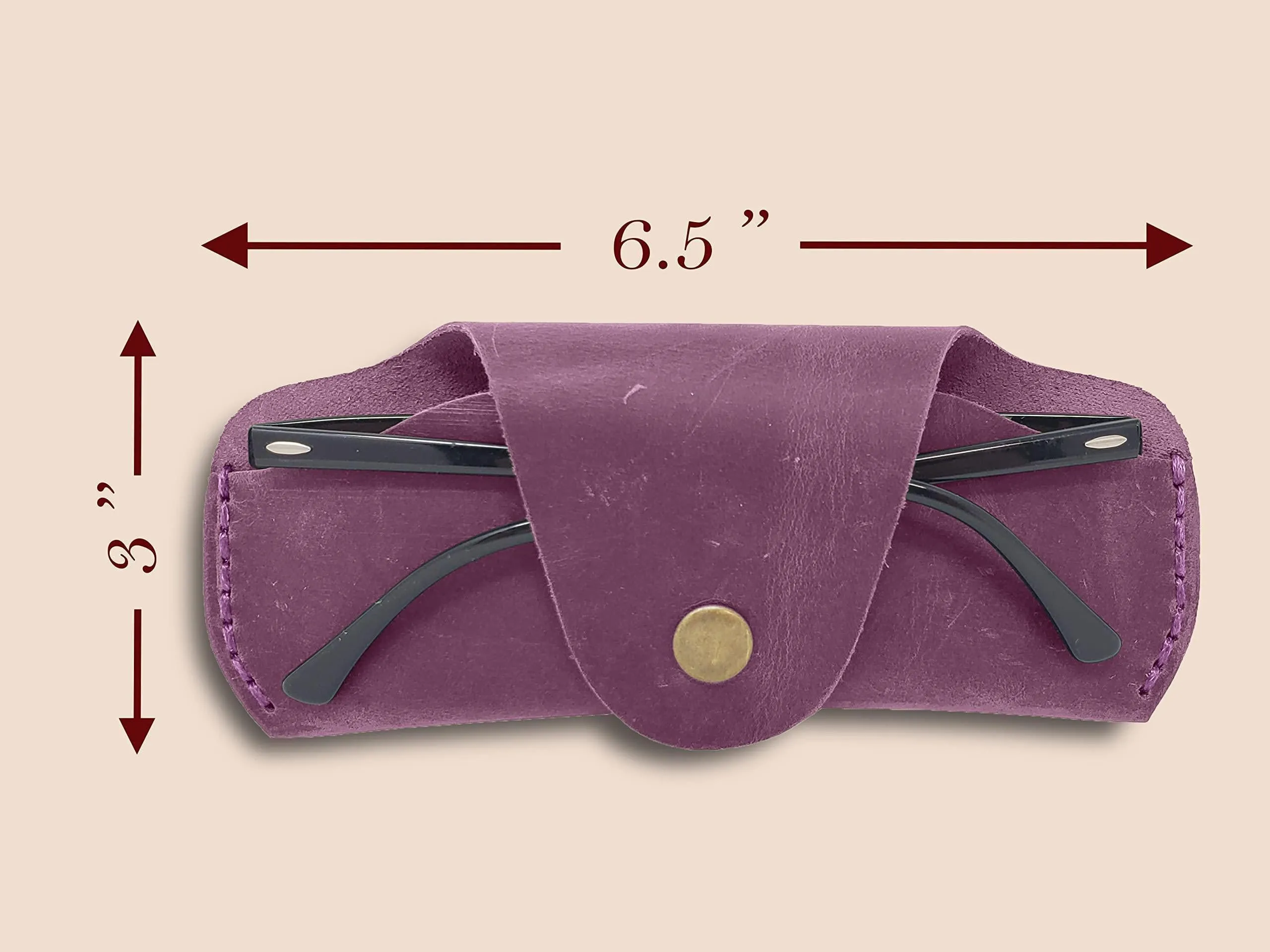 Soft Leather Glasses Case Slim Eyeglass Sleeve Sunglass Pouch Maroon Brown Color