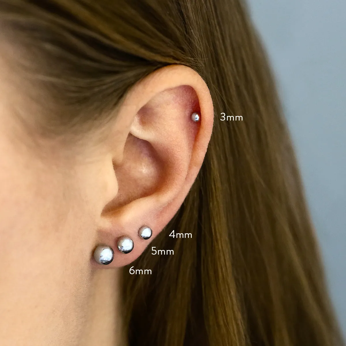 Soleil Collection 5mm Ball Stud Earrings | 9K White Gold