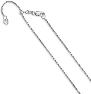 Solid 14K White Gold 1.2 mm Adjustable Rope