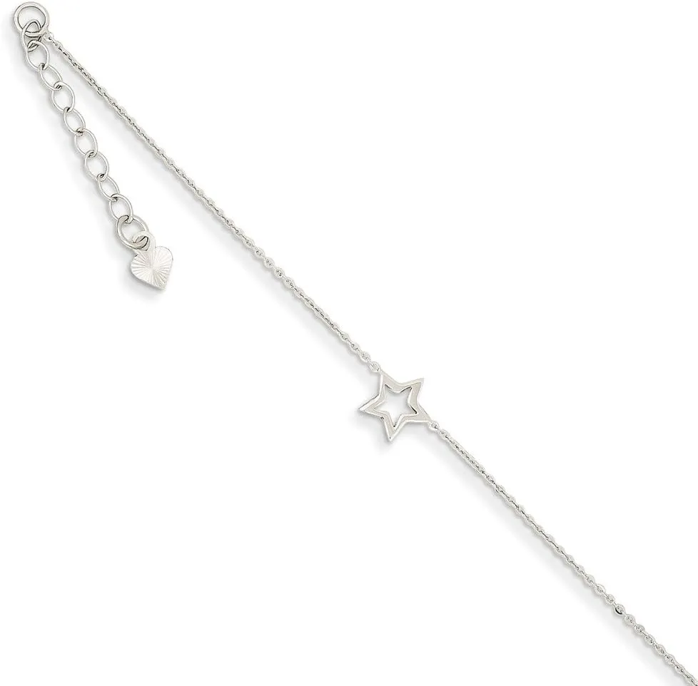 Solid 14k White Gold Adjustable Star (7mm)