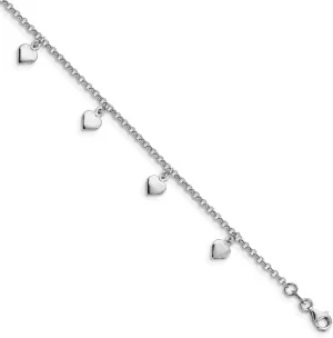 Solid 925 Sterling Silver Adjustable Anklet (9-10)