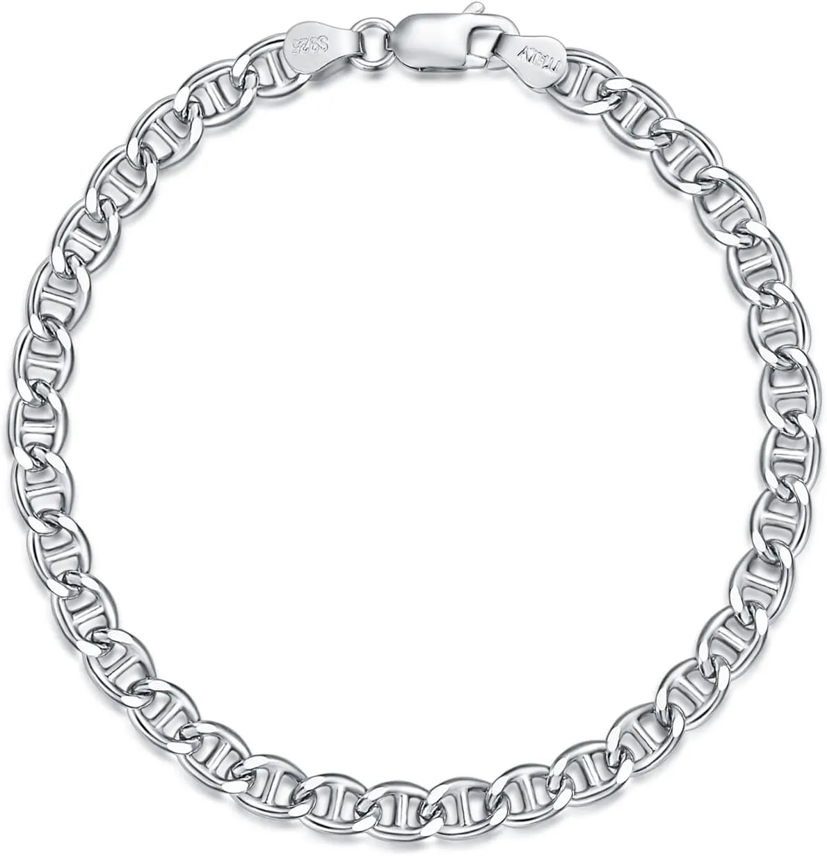 Solid 925 Sterling Silver Paperclip Chain/Byzantine Chain/Round Bead Ball Chain/Cable Chain/Mesh Chain/Round Box Chain Anklet Ankle Bracelet for Men Women, Made in Italy 9/10/11 Inch