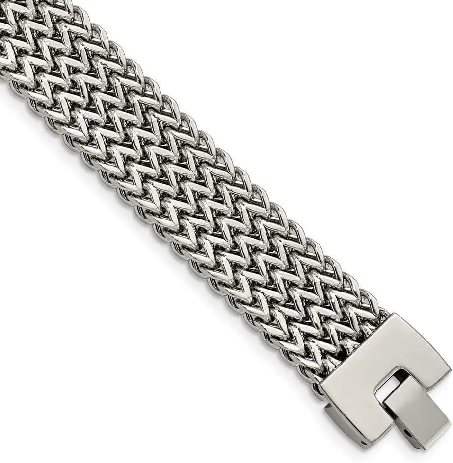 Solid Stainless Steel Woven Bracelet 7.5"