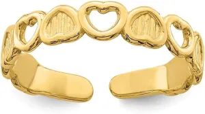 Sonia Jewels Real 14k Yellow Gold Adjustable Heart Toe Ring Adjustable
