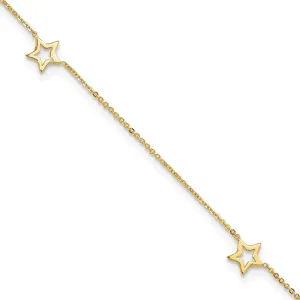 Sonia Jewels Real 14k Yellow Gold Adjustable Star Anklet 1 extension 9"