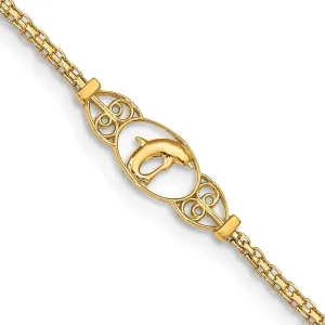 Sonia Jewels Real 14k Yellow Gold Dolphin Anklet - with Secure Lobster Lock Clasp 9"