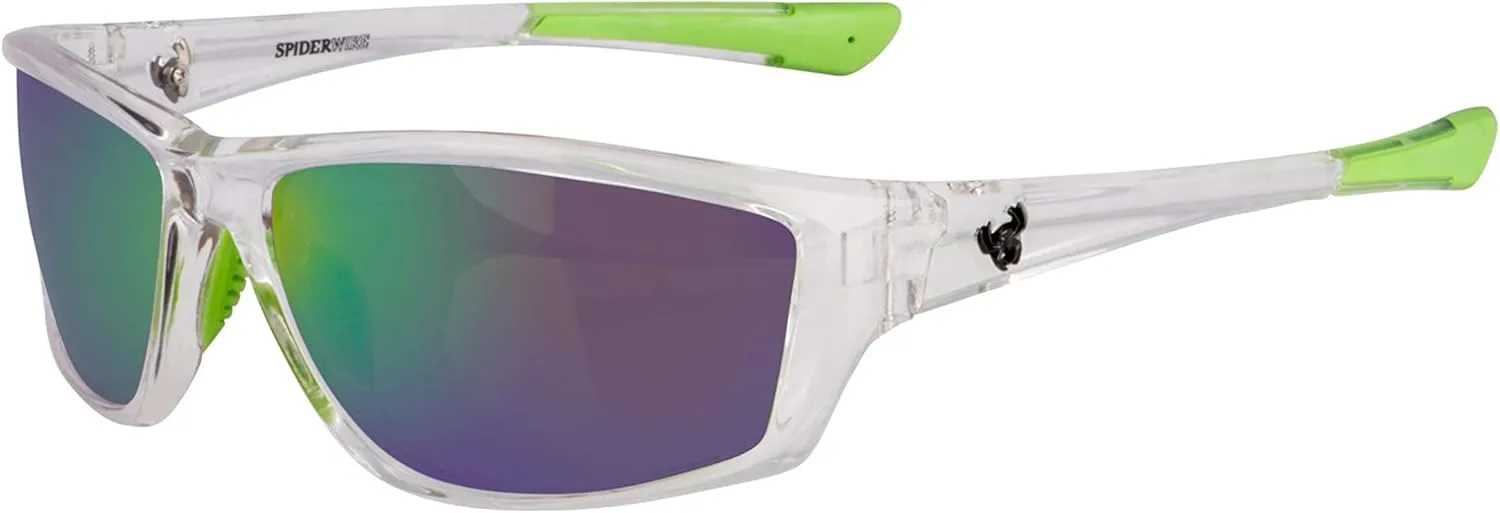 Spiderwire Classic SPW008 Polarized Fishing Sunglasses, Matte Black/Smoke/Blue Mirror