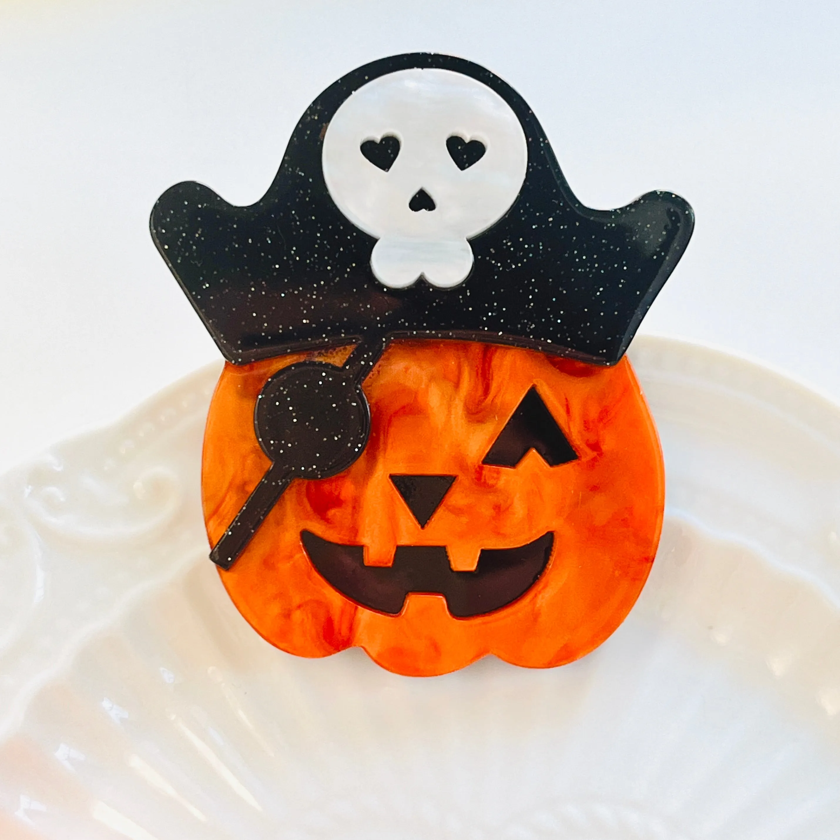 Spooky Halloween Pumpkin Brooch
