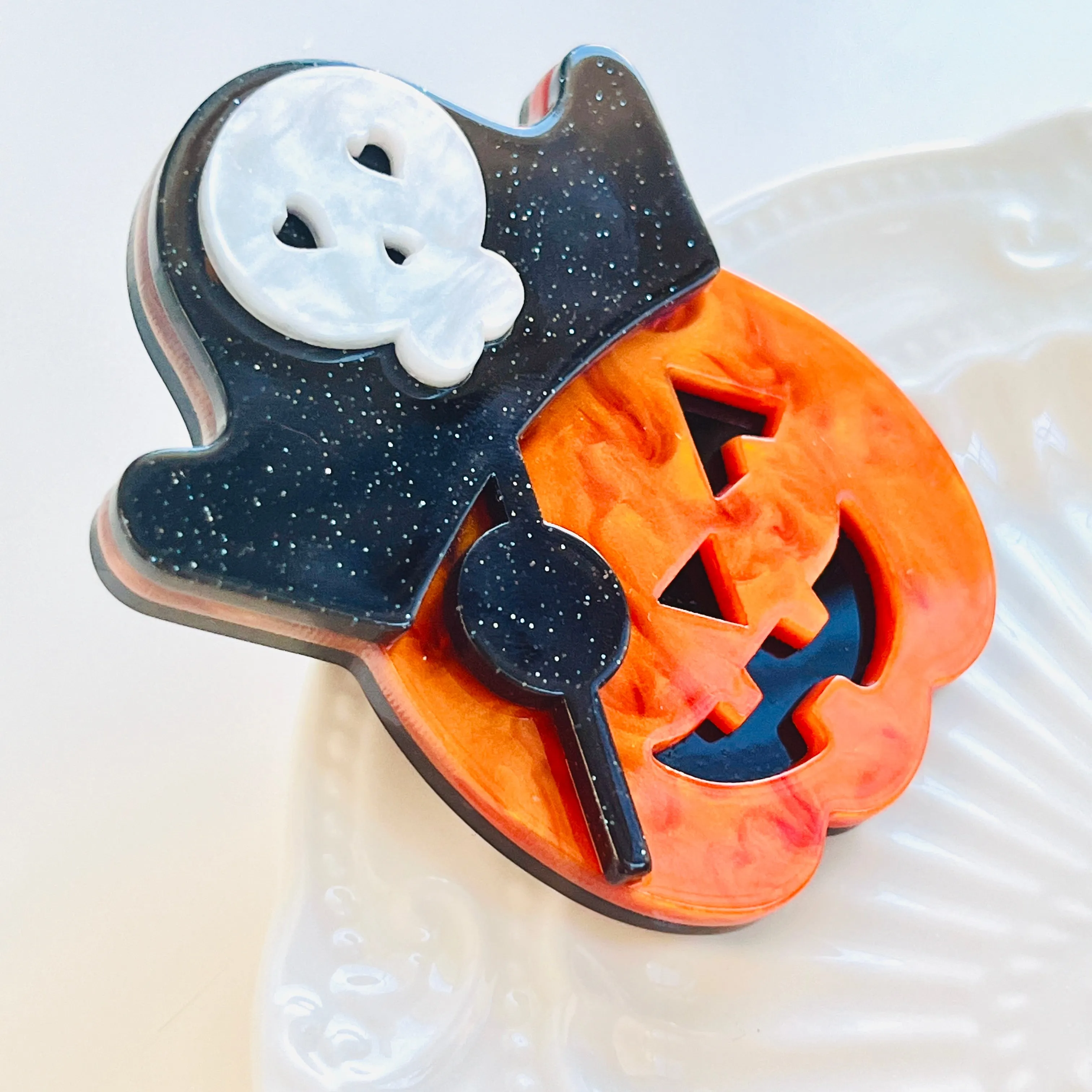 Spooky Halloween Pumpkin Brooch