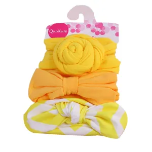 Sports Headbands for Children Elastic Baby Set Headband Girls 3Pcs Floral Bowknot Hairband Kids (D, One Size)