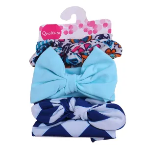 Sports Headbands for Children Elastic Baby Set Headband Girls 3Pcs Floral Bowknot Hairband Kids (E, One Size)