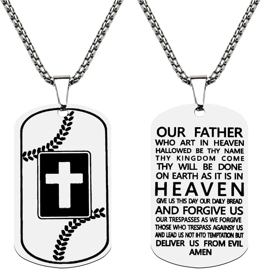Sports Necklace with Cross Christian Birthday Gifts for Men Spiritual Gifts for Him Faith Based Gifts for Son Brother