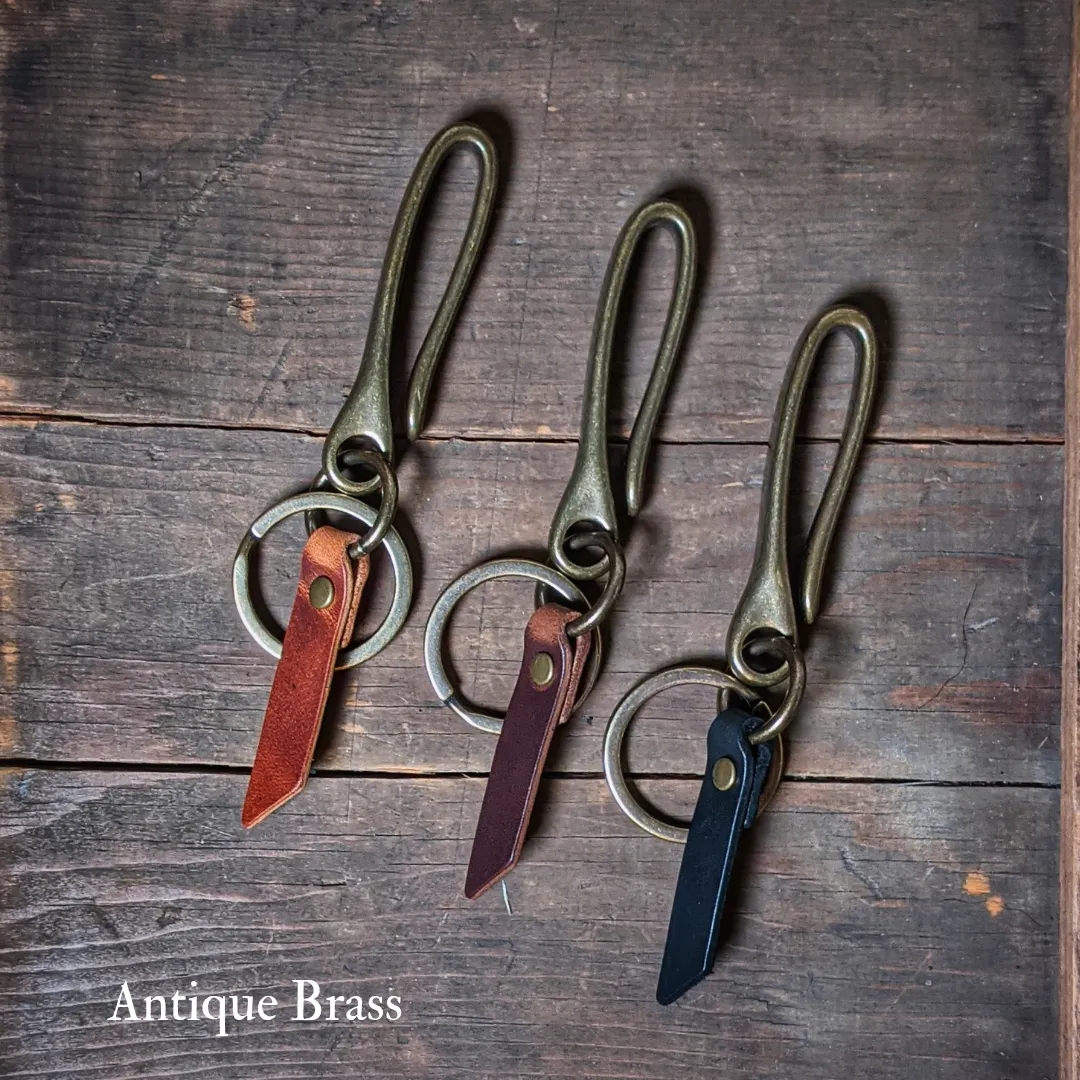 Spring Mount - Japanese Fish Hook Personalized Horween Leather Keychain