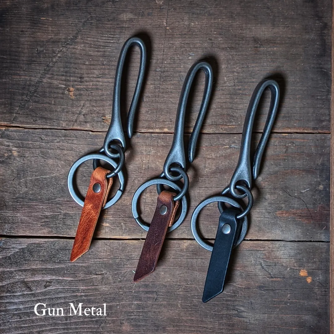 Spring Mount - Japanese Fish Hook Personalized Horween Leather Keychain