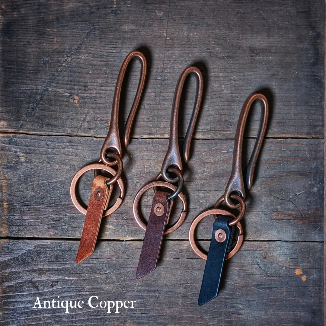 Spring Mount - Japanese Fish Hook Personalized Horween Leather Keychain
