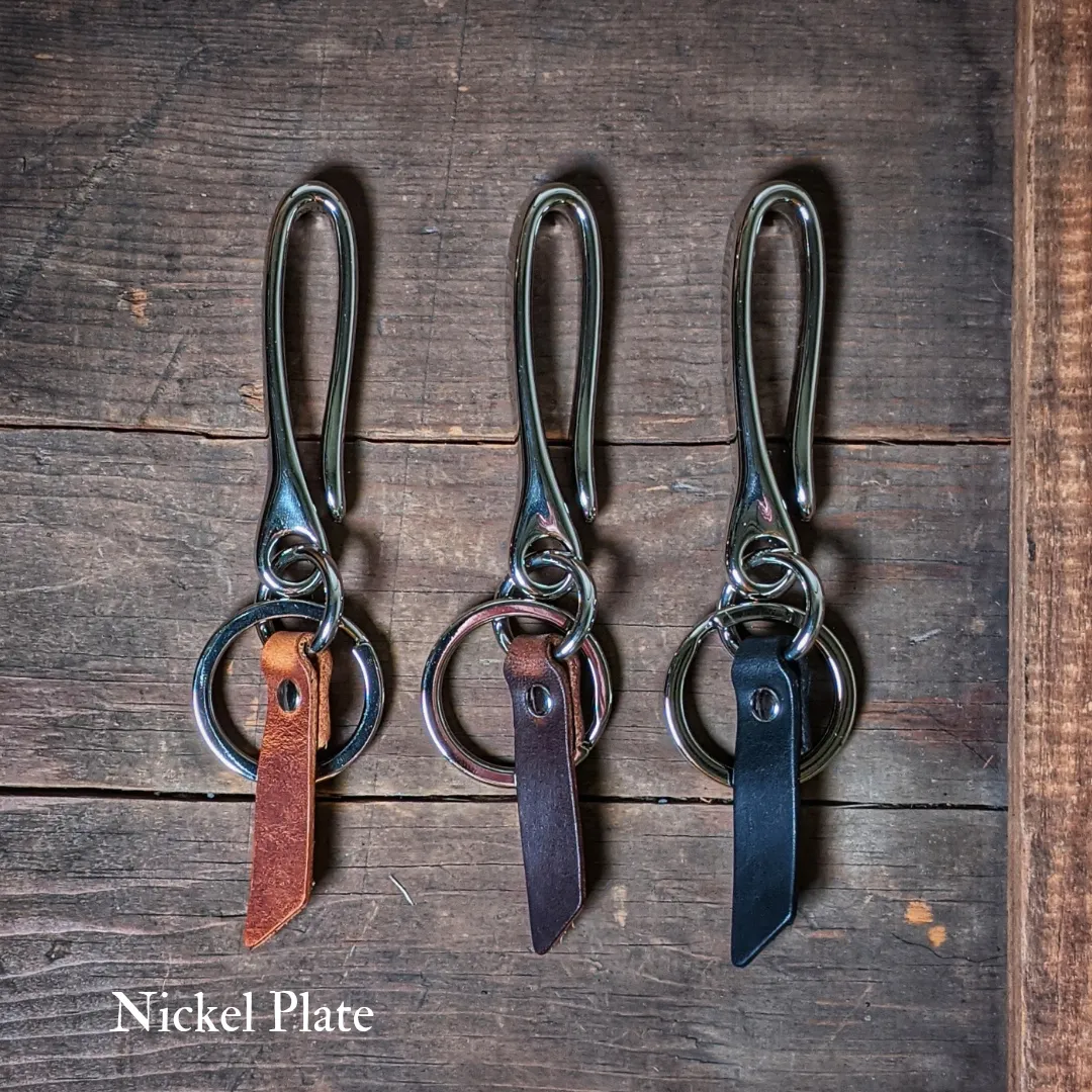 Spring Mount - Japanese Fish Hook Personalized Horween Leather Keychain