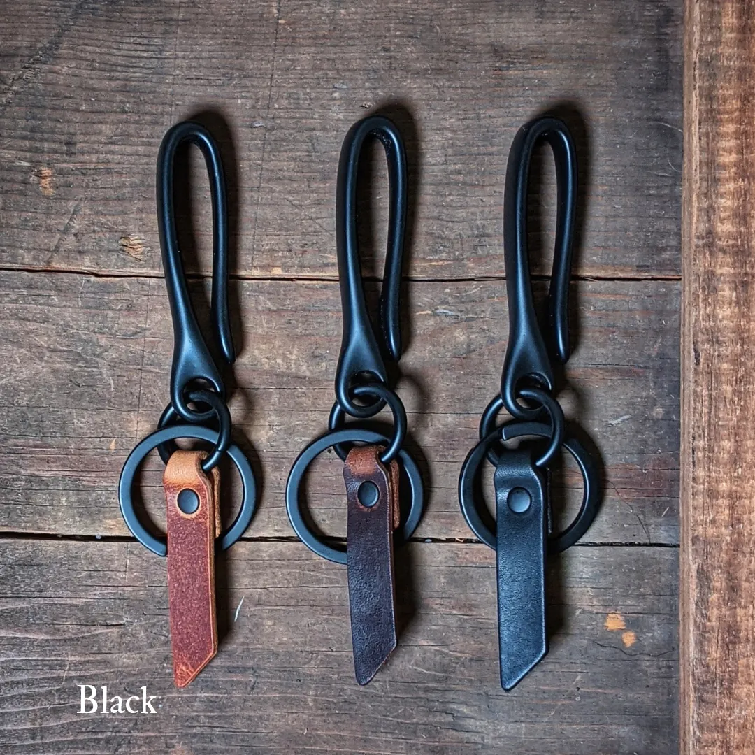 Spring Mount - Japanese Fish Hook Personalized Horween Leather Keychain