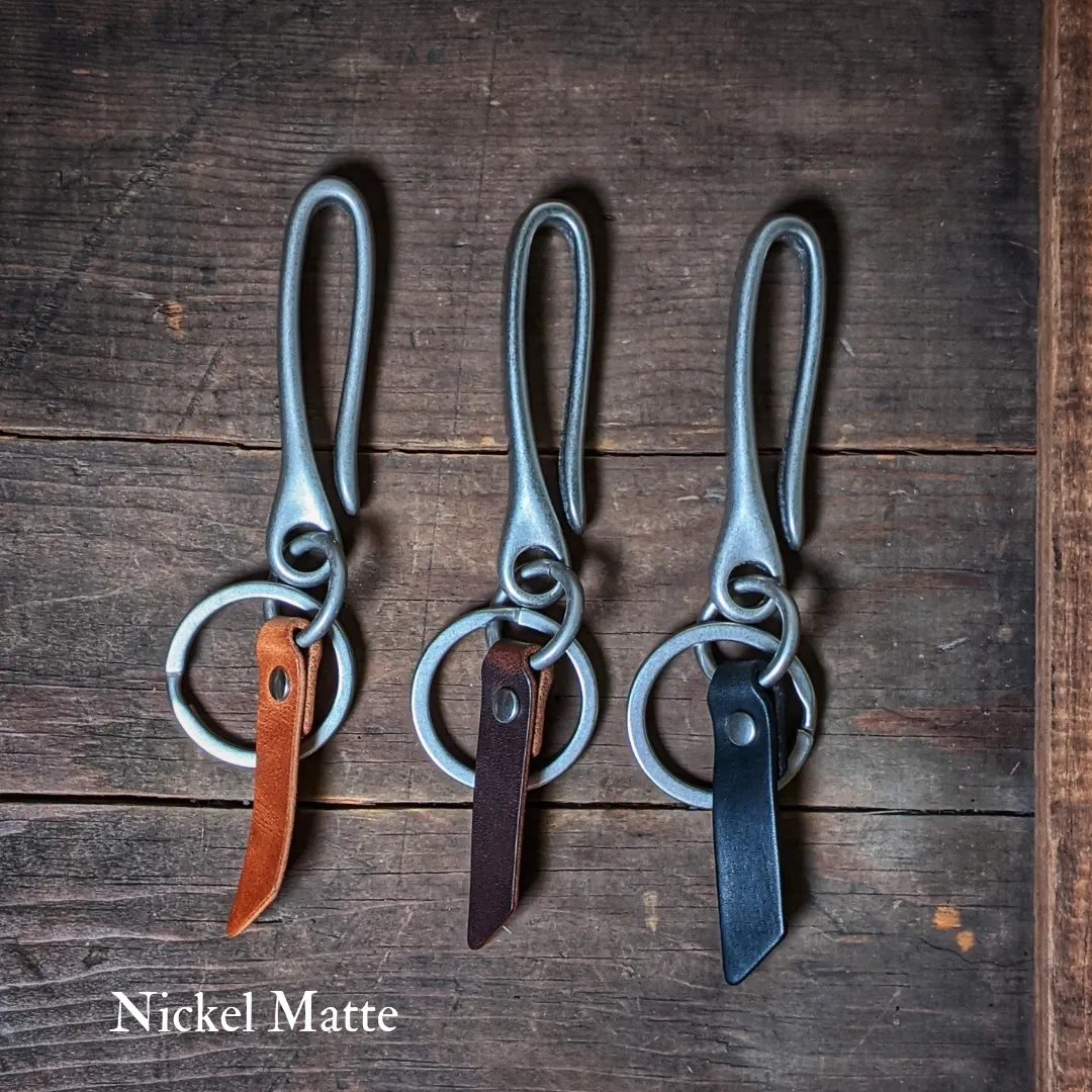 Spring Mount - Japanese Fish Hook Personalized Horween Leather Keychain