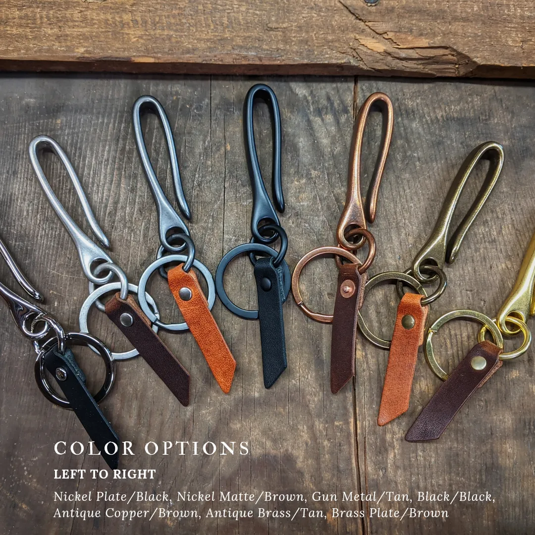 Spring Mount - Japanese Fish Hook Personalized Horween Leather Keychain