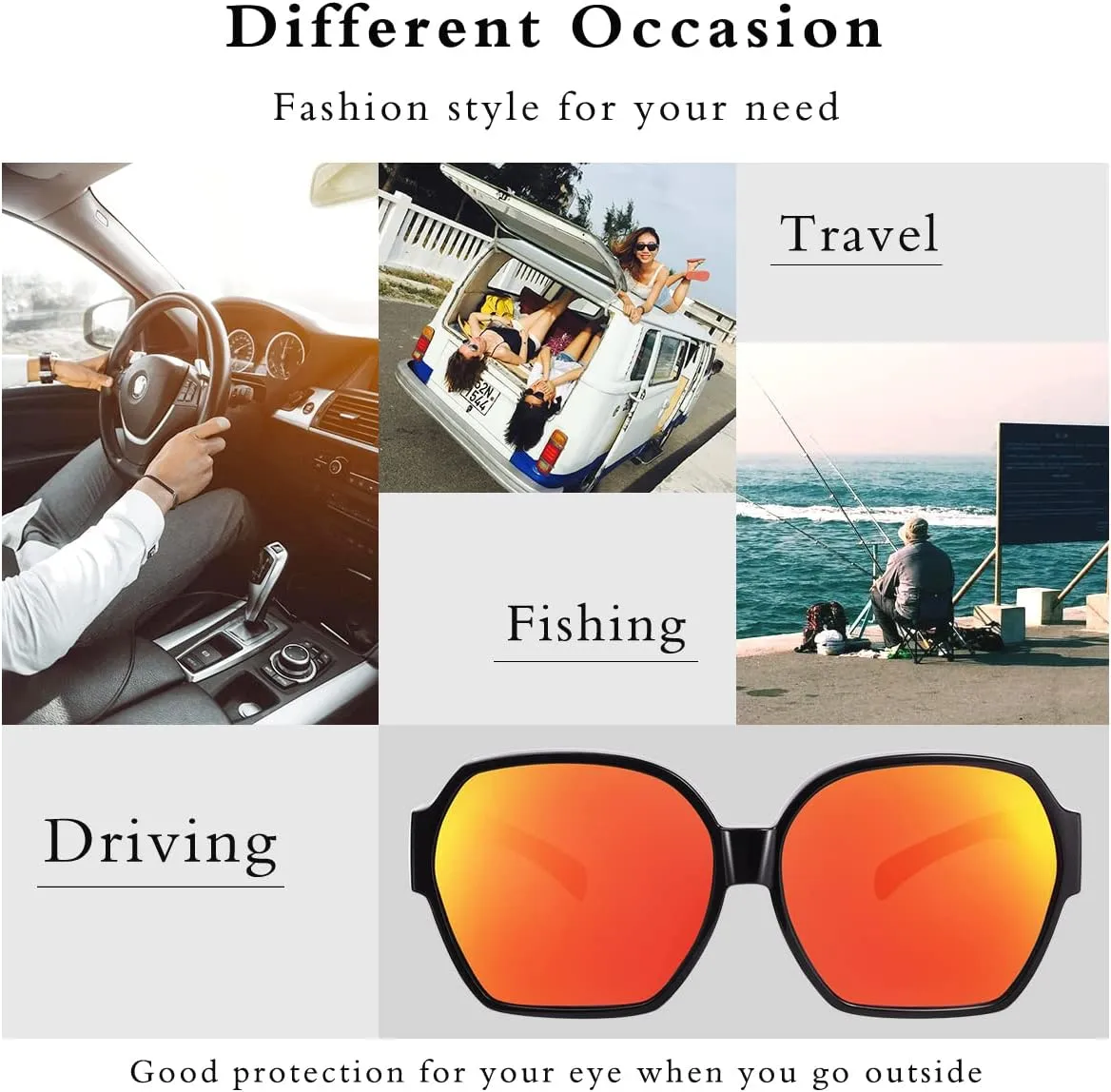 Square Oversized Polarized Fit Over Sunglasses Over Glasses with Lightweight Large Frame for Woman Man