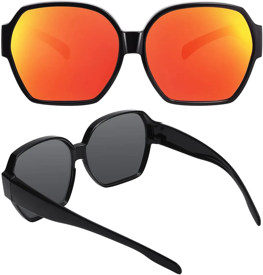 Square Oversized Polarized Fit Over Sunglasses Over Glasses with Lightweight Large Frame for Woman Man