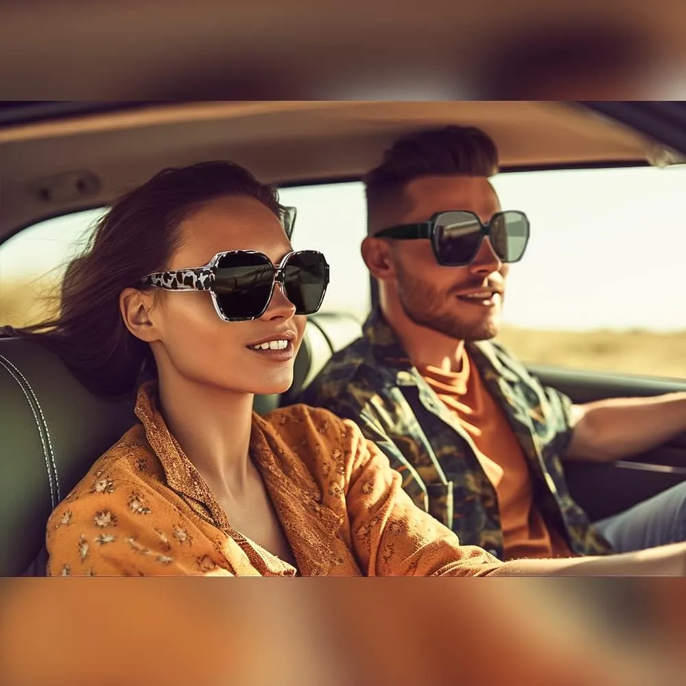 Square Oversized Polarized Fit Over Sunglasses Over Glasses with Lightweight Large Frame for Woman Man