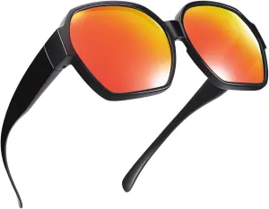 Square Oversized Polarized Fit Over Sunglasses Over Glasses with Lightweight Large Frame for Woman Man