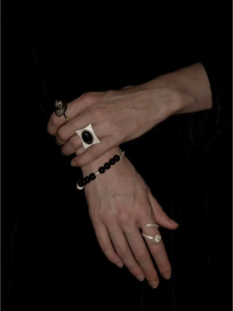 Square-Set Oval Gemstone Statement Open Ring