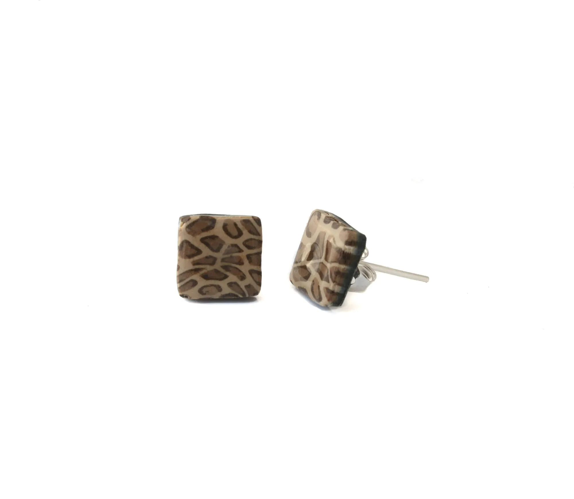 Square Stud Earrings for Women in Leopard Print | Mix & Match