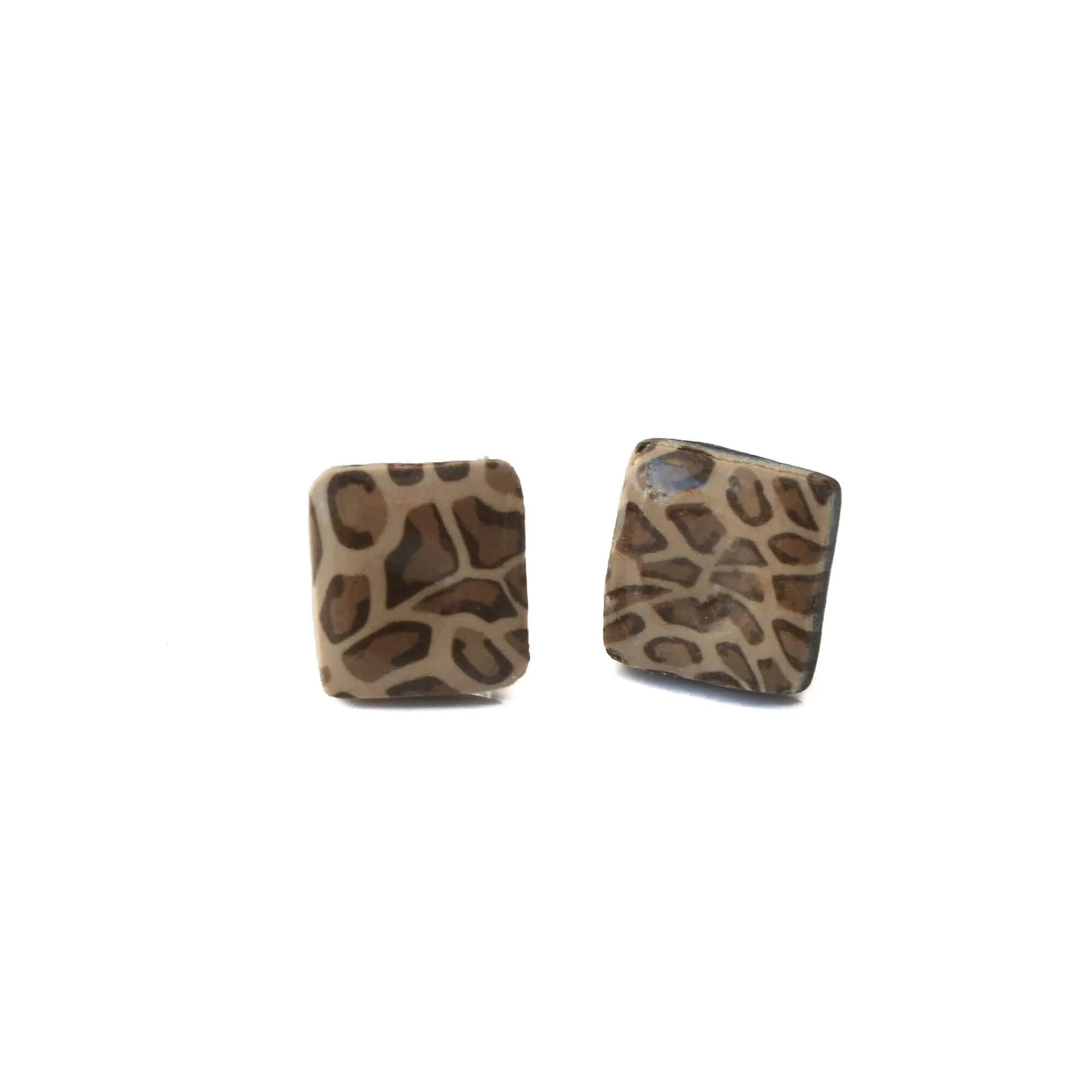 Square Stud Earrings for Women in Leopard Print | Mix & Match