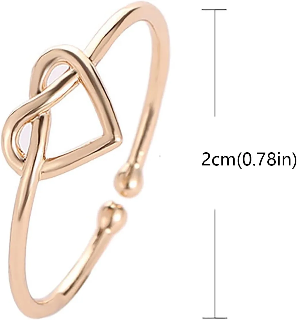Stacking Rings for Women Adjustable Adjustable Ring with Opening Engagement Heart Women Wedding Ring Cutout Heart Ring for Women -Girl Wedding Band Rings Aesthetic (Black, One Size)