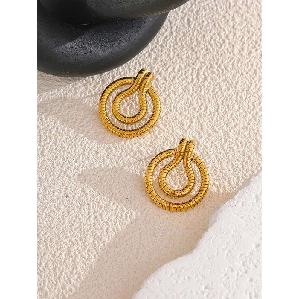 Stainless Steel Geometric Snake Earrings