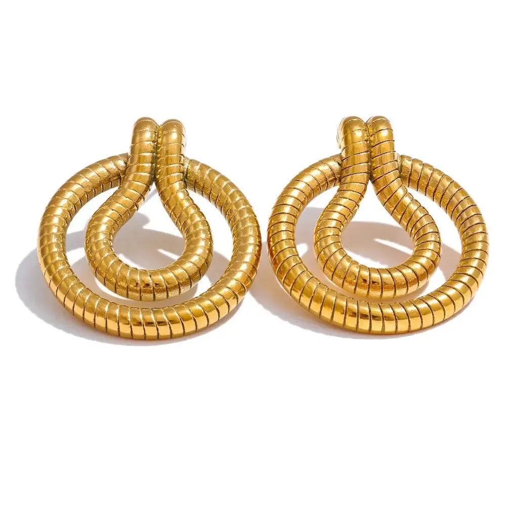 Stainless Steel Geometric Snake Earrings