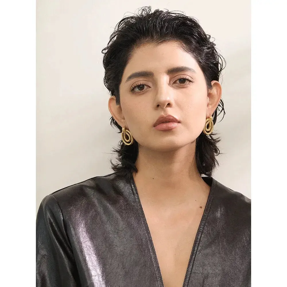 Stainless Steel Geometric Snake Earrings