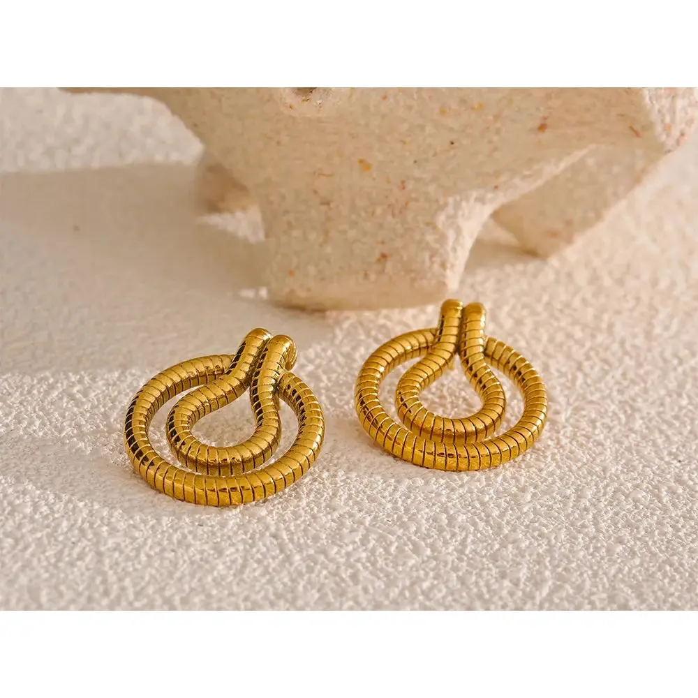 Stainless Steel Geometric Snake Earrings