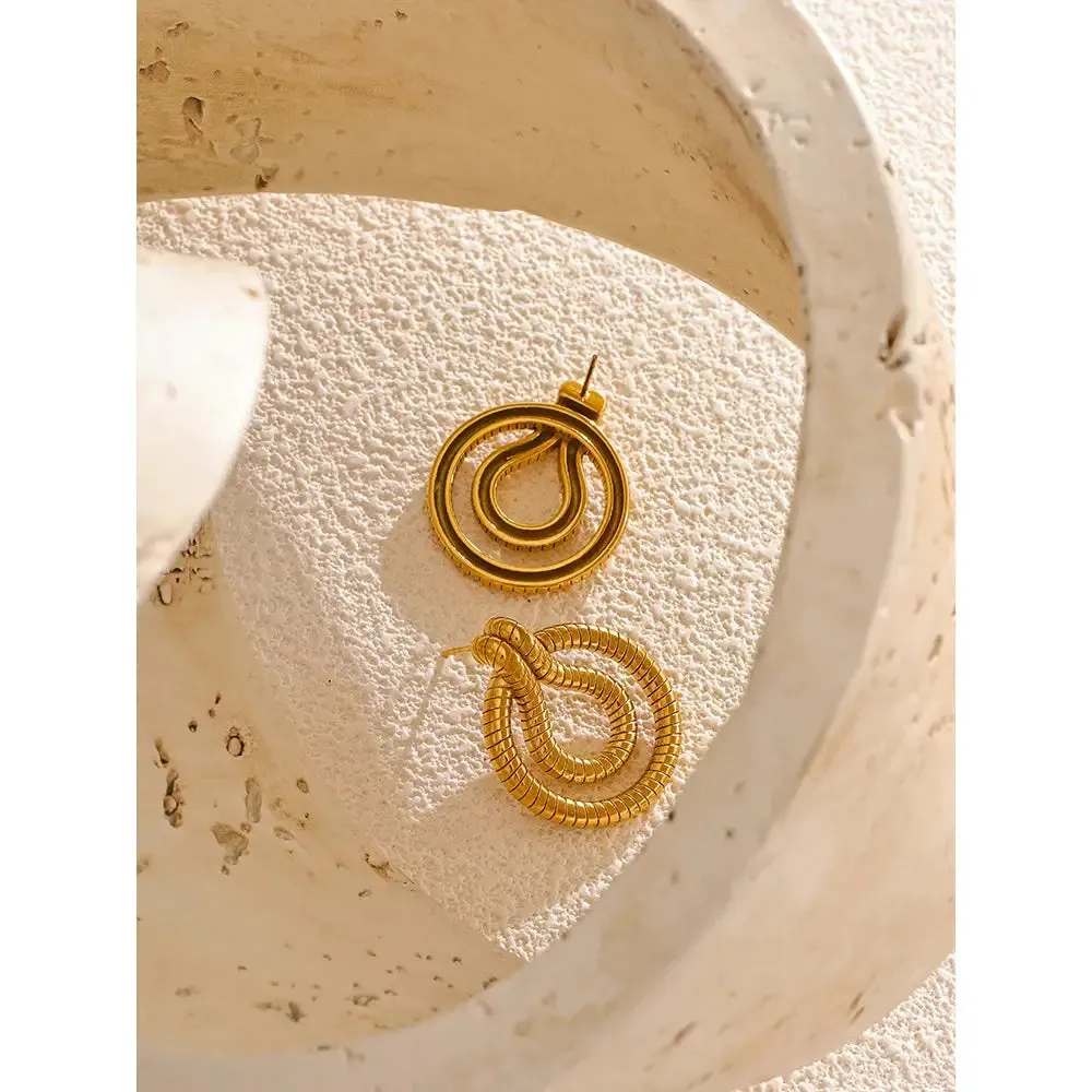 Stainless Steel Geometric Snake Earrings