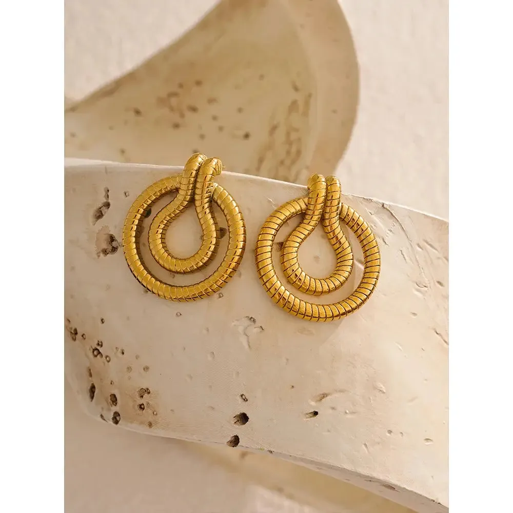 Stainless Steel Geometric Snake Earrings