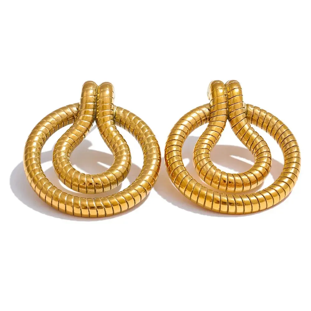 Stainless Steel Geometric Snake Earrings