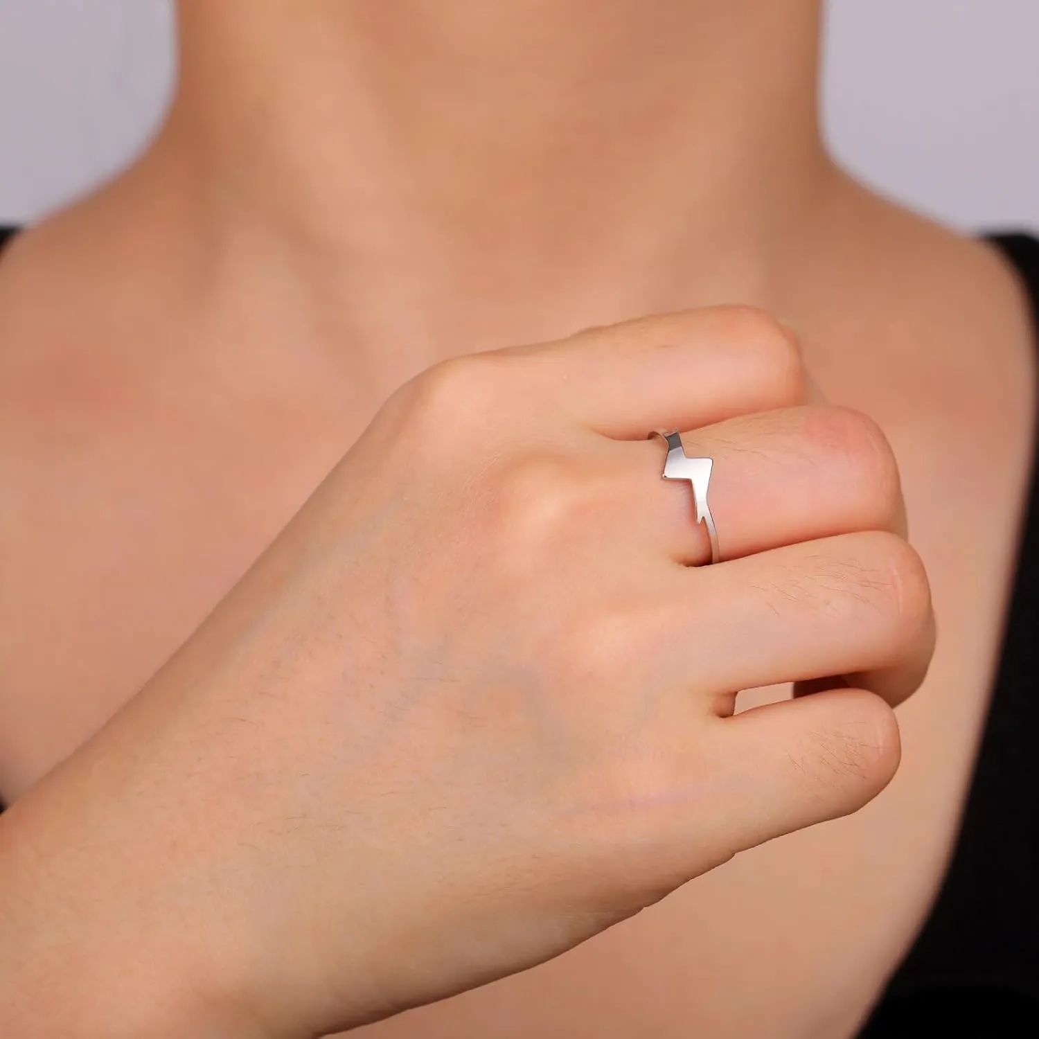 Stainless Steel Rings for Women Lightning Stackable Jewelry Minimalist Polished Accessories Gold, Silver Delicate Everyday Ring Size 7-11
